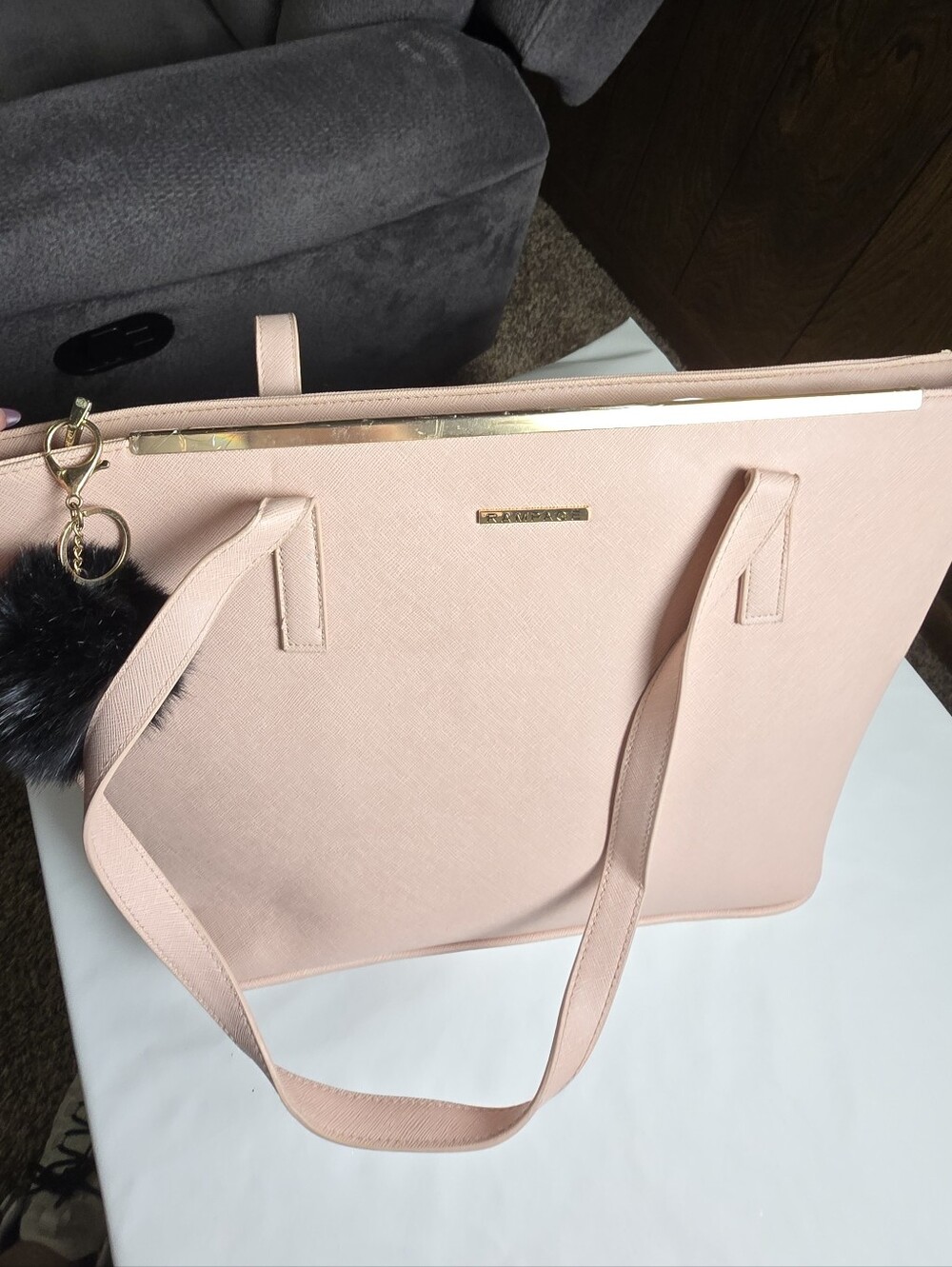 Rampage Blush Pink Women’s Tote Bag with Gold Trim